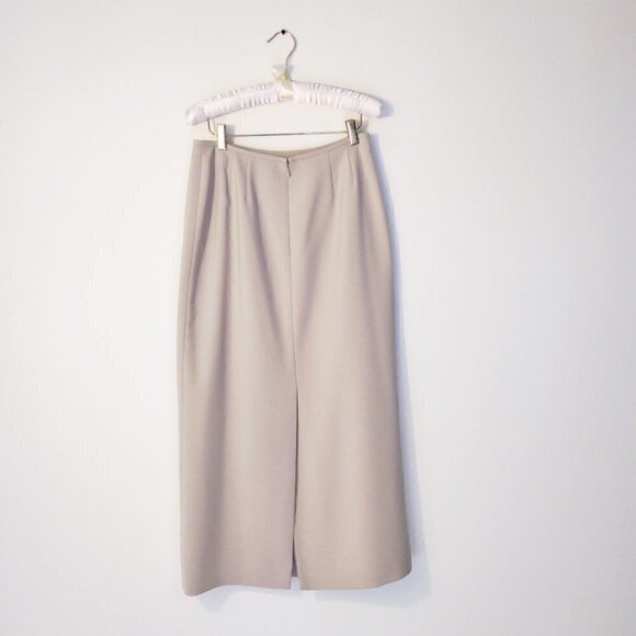 Neutral Cream Midi Skirt & Blazer Business To Evening Suit Vintage Suit Sz 8 - Picture 8 of 12